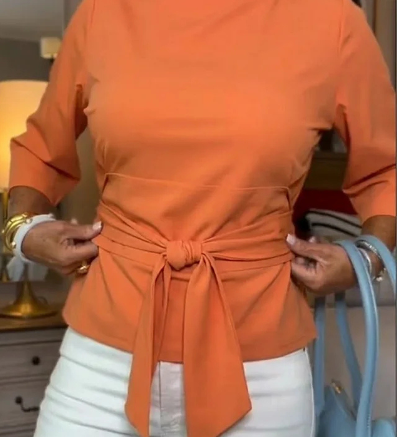 Daria – Elegantný top s mašľou v páse