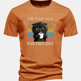 T-shirt z bavlny s pravidelným strihom, s potlačou čierneho mačka „I'm Too Old For This Shit“ ensinamartingale