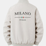 Bunda bomber vo voľnom strihu s potlačou Milano a zipsom