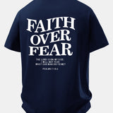 Tričko z bavlny s potlačou Faith Over Fear a voľným strihom