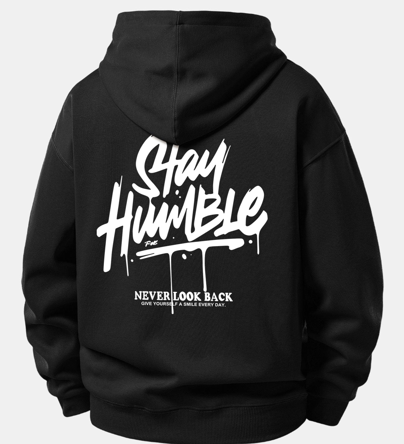 Mikina s kapucňou vo voľnom strihu s potlačou „Stay Humble“
