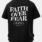 Tričko z bavlny s potlačou Faith Over Fear a voľným strihom