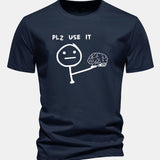 Bavlnené tričko s klasickým strihom a potlačou „Please Use It Brain“