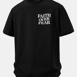 Tričko z bavlny s potlačou Faith Over Fear a voľným strihom