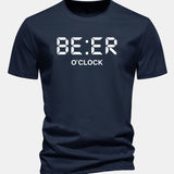 Tričko z bavlny s pravidelným strihom a potlačou „Beer O'Clock“