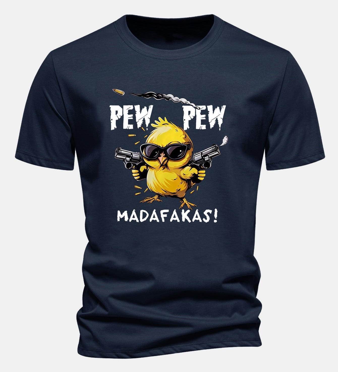 Bavlnené tričko s potlačou kurča PEW PEW MADAFAKAS, regular strih