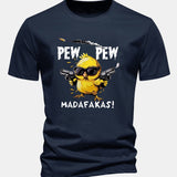 Bavlnené tričko s potlačou kurča PEW PEW MADAFAKAS, regular strih