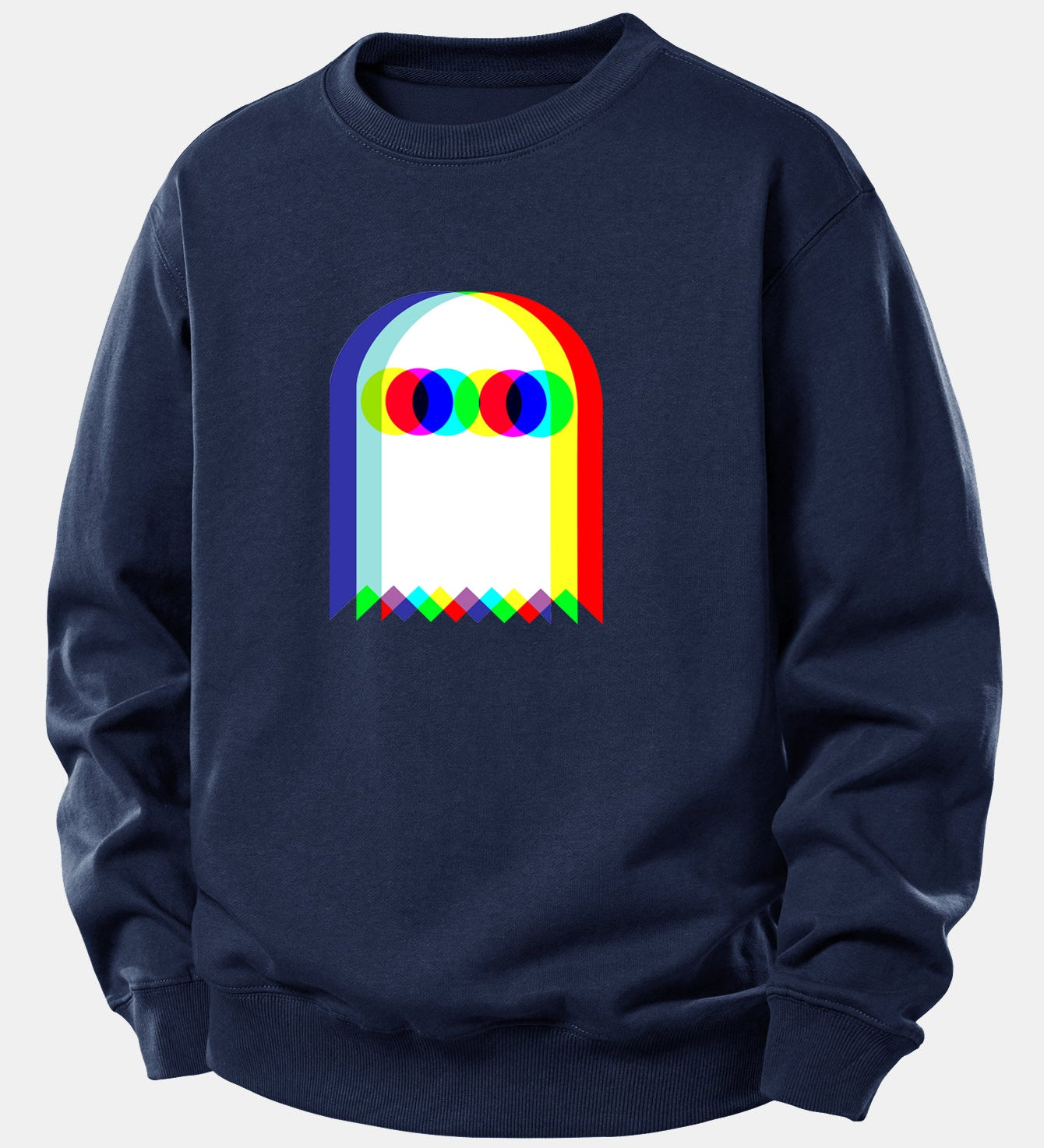 Pohodlná mikina s potlačou glitch ducha