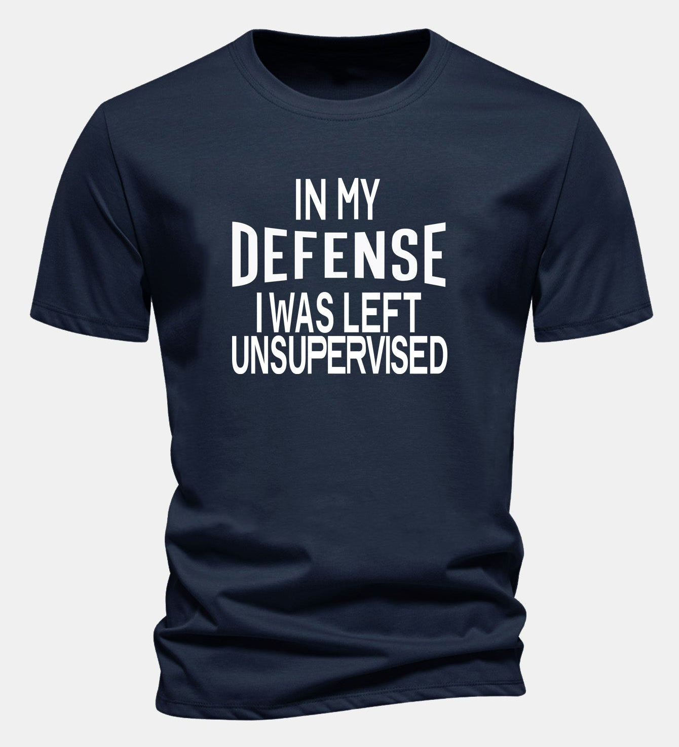 Tričko z bavlny s pravidelným strihom s potlačou „In My Defense I Was Left Unsupervised“