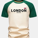 T-shirt z bavlny s potlačou «England London» s raglánovými rukávmi