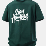 Bavlnené tričko s voľným strihom a potlačou Stay Humble
