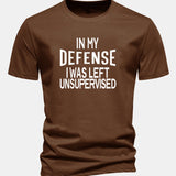 Tričko z bavlny s pravidelným strihom s potlačou „In My Defense I Was Left Unsupervised“