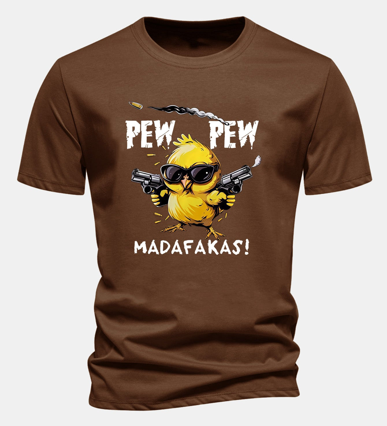 Bavlnené tričko s potlačou kurča PEW PEW MADAFAKAS, regular strih