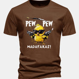 Bavlnené tričko s potlačou kurča PEW PEW MADAFAKAS, regular strih