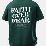 Tričko z bavlny s potlačou Faith Over Fear a voľným strihom