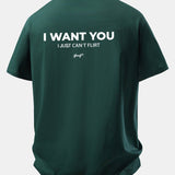 Tričko z bavlny s vtipnou potlačou na chrbte "Relax Fit I Want You But I Can't Flirt"