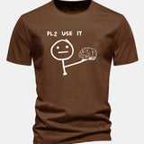 Bavlnené tričko s klasickým strihom a potlačou „Please Use It Brain“