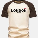 T-shirt z bavlny s potlačou «England London» s raglánovými rukávmi