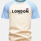 T-shirt z bavlny s potlačou «England London» s raglánovými rukávmi