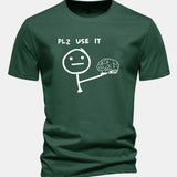 Bavlnené tričko s klasickým strihom a potlačou „Please Use It Brain“