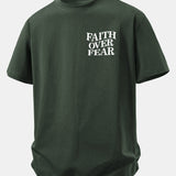 Tričko z bavlny s potlačou Faith Over Fear a voľným strihom