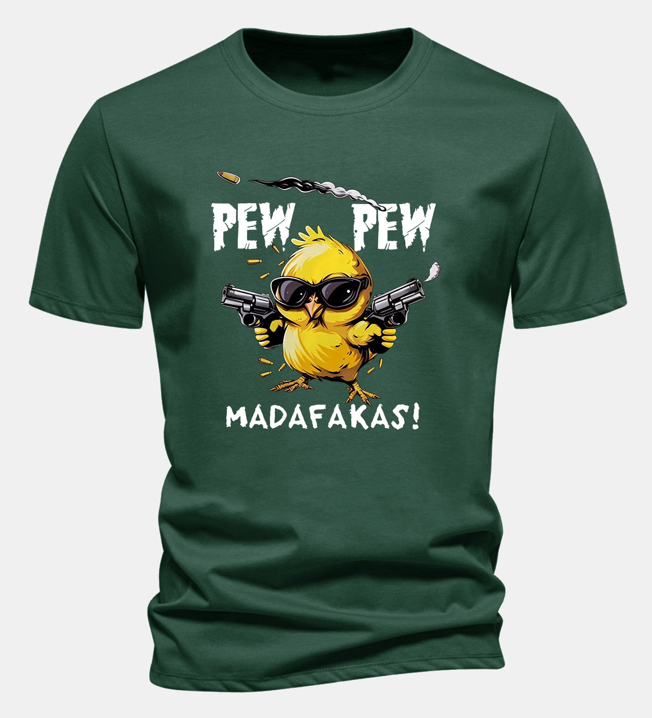Bavlnené tričko s potlačou kurča PEW PEW MADAFAKAS, regular strih