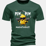 Bavlnené tričko s potlačou kurča PEW PEW MADAFAKAS, regular strih