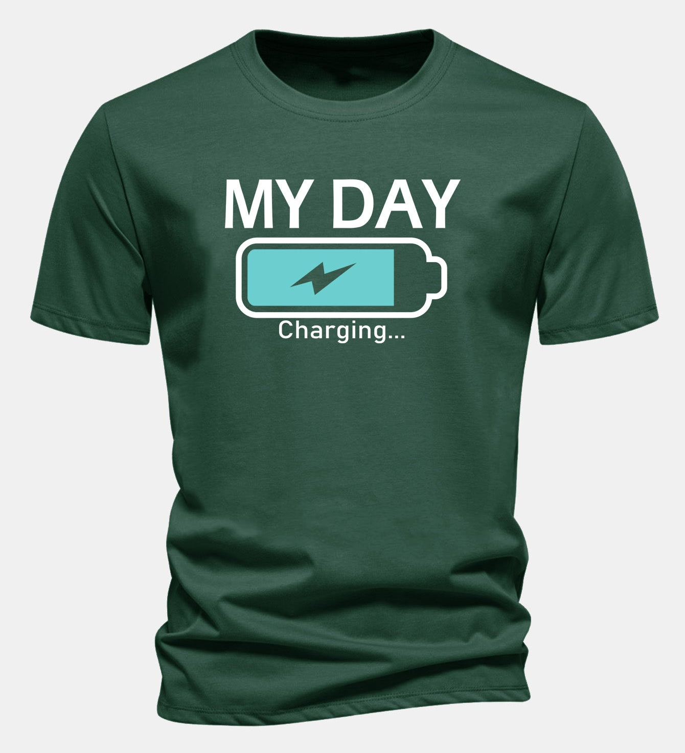 Bavlnené tričko s pravidelným strihom, potlačou „My Day“ a nabíjacou batériou