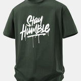 Bavlnené tričko s voľným strihom a potlačou Stay Humble