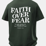 Tričko z bavlny s potlačou Faith Over Fear a voľným strihom