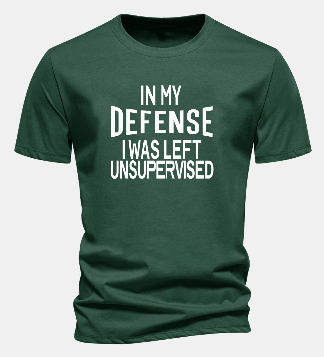 Tričko z bavlny s pravidelným strihom s potlačou „In My Defense I Was Left Unsupervised“