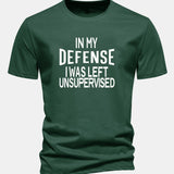 Tričko z bavlny s pravidelným strihom s potlačou „In My Defense I Was Left Unsupervised“