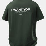Tričko z bavlny s vtipnou potlačou na chrbte "Relax Fit I Want You But I Can't Flirt"