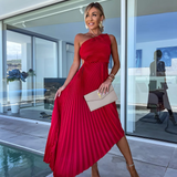 Gabriela – Maxi plisovaná šaty s jedným ramenom
