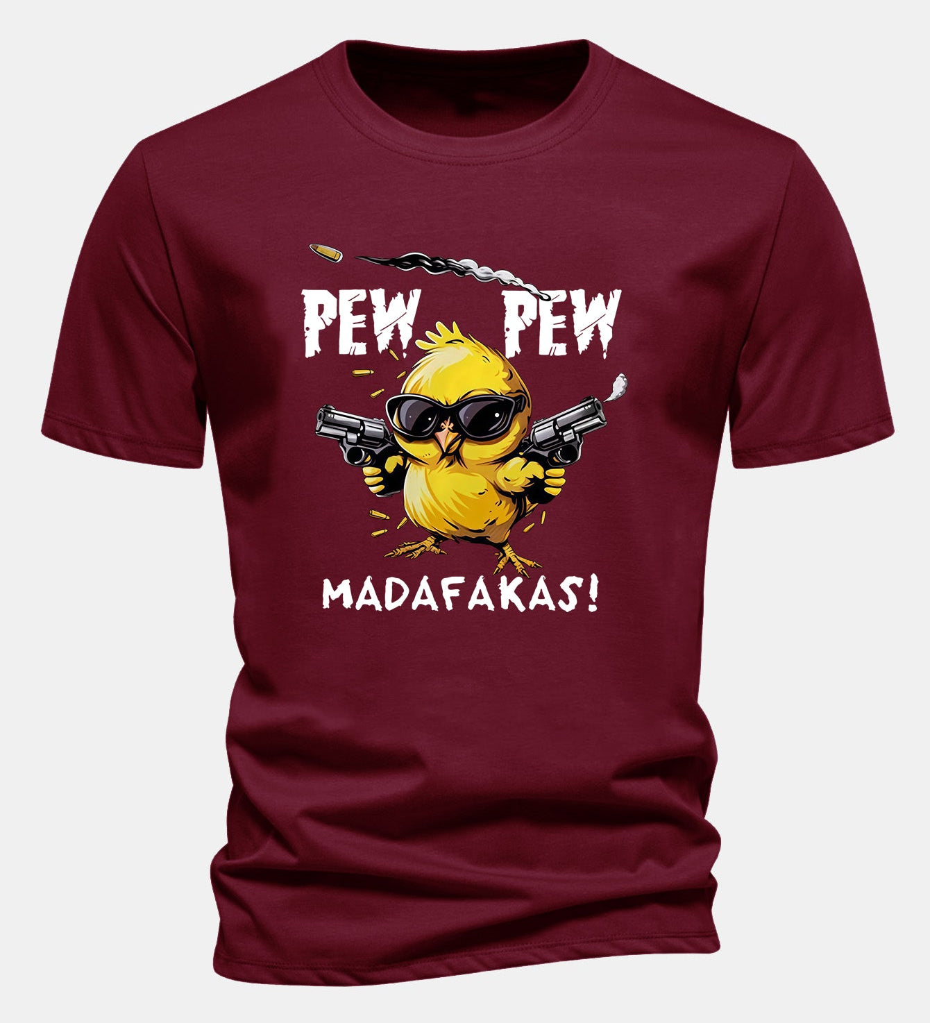 Bavlnené tričko s potlačou kurča PEW PEW MADAFAKAS, regular strih