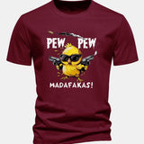 Bavlnené tričko s potlačou kurča PEW PEW MADAFAKAS, regular strih