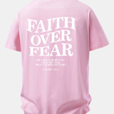 Tričko z bavlny s potlačou Faith Over Fear a voľným strihom