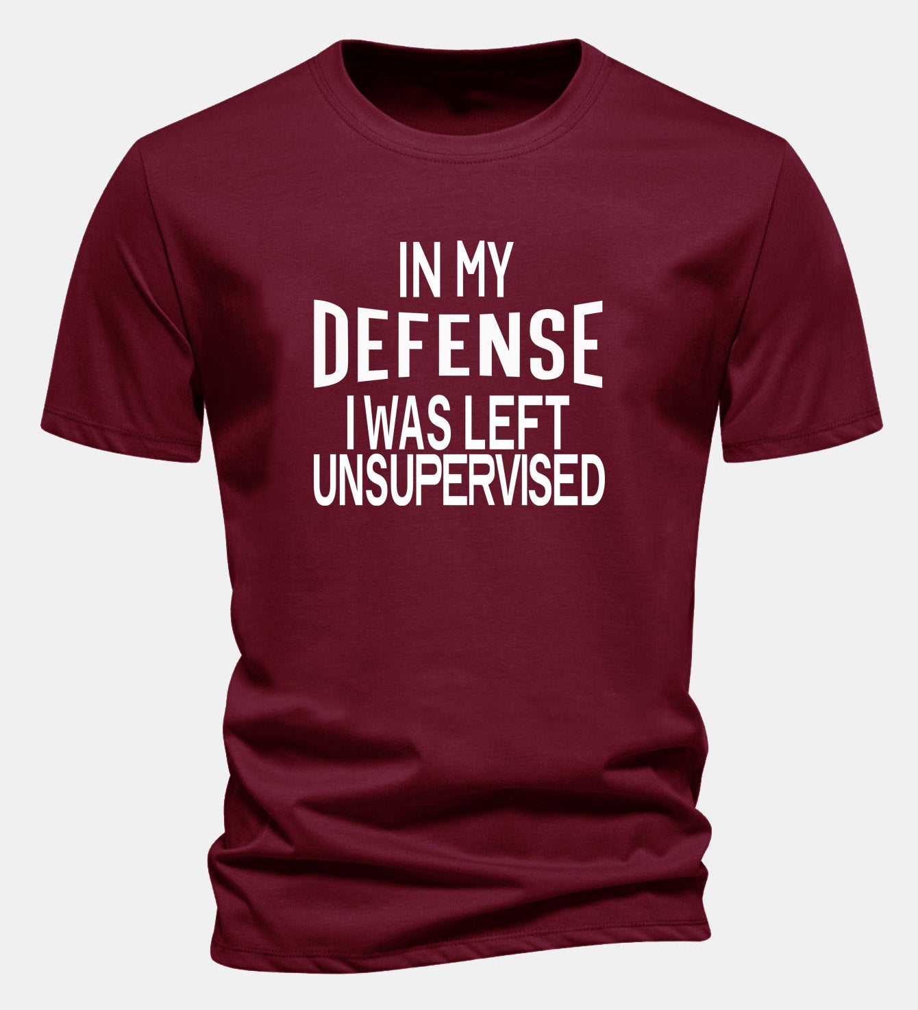 Tričko z bavlny s pravidelným strihom s potlačou „In My Defense I Was Left Unsupervised“