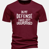 Tričko z bavlny s pravidelným strihom s potlačou „In My Defense I Was Left Unsupervised“