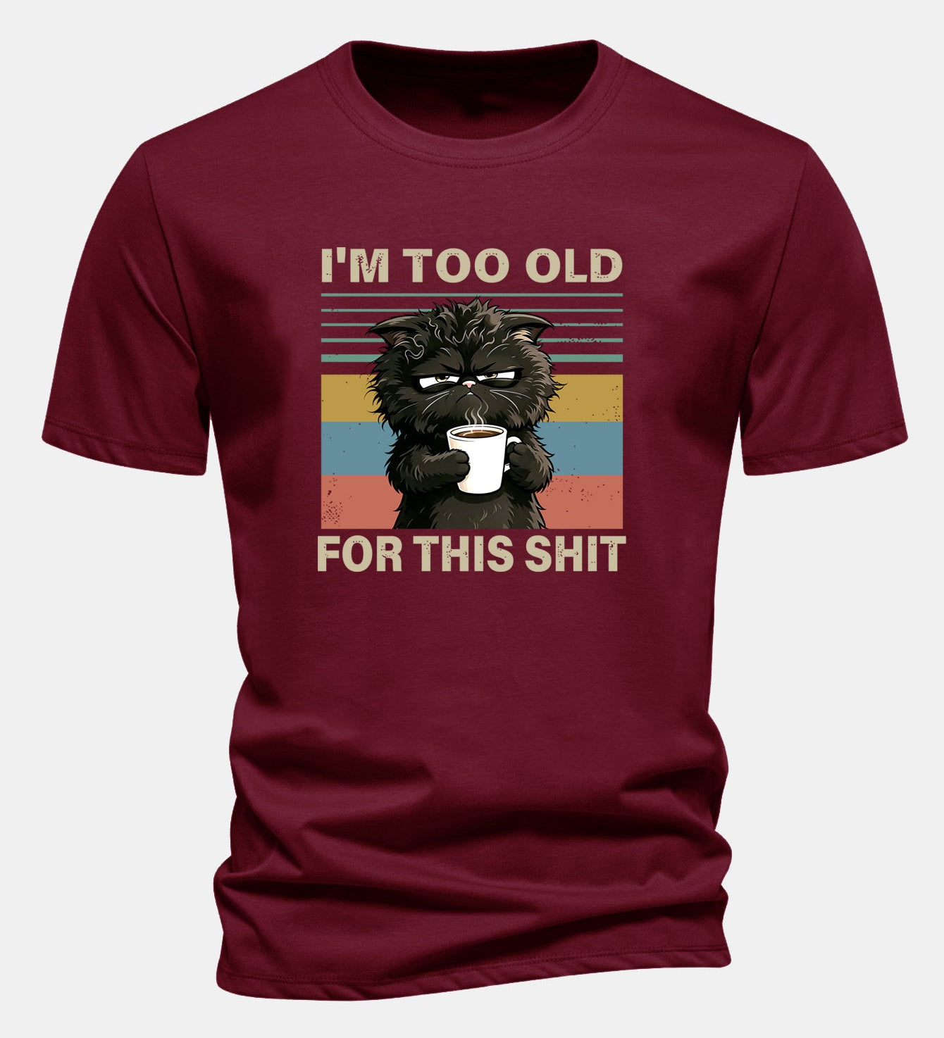 T-shirt z bavlny s pravidelným strihom, s potlačou čierneho mačka „I'm Too Old For This Shit“ ensinamartingale