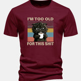 T-shirt z bavlny s pravidelným strihom, s potlačou čierneho mačka „I'm Too Old For This Shit“ ensinamartingale