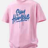 Bavlnené tričko s voľným strihom a potlačou Stay Humble
