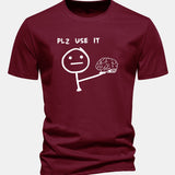 Bavlnené tričko s klasickým strihom a potlačou „Please Use It Brain“