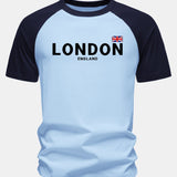 T-shirt z bavlny s potlačou «England London» s raglánovými rukávmi