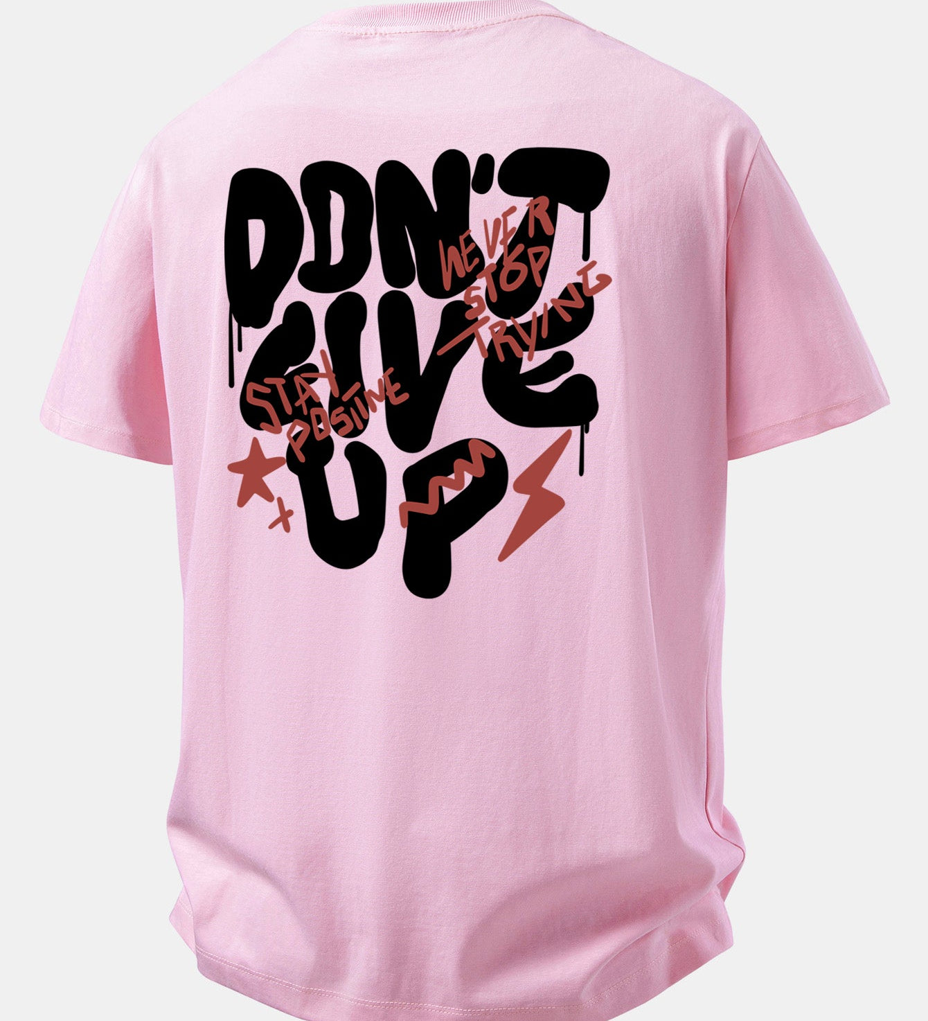 Pohodlné bavlnené tričko s potlačou „Never Give Up“