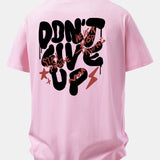 Pohodlné bavlnené tričko s potlačou „Never Give Up“