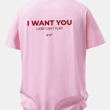 Tričko z bavlny s vtipnou potlačou na chrbte "Relax Fit I Want You But I Can't Flirt"