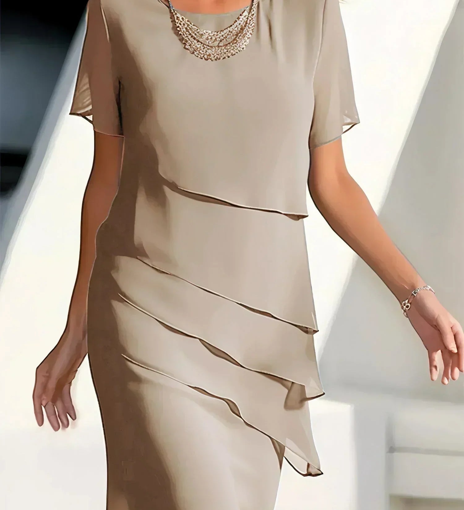 Ilinca – Midi šaty z chiffon s prekrývajúcimi vrstvami