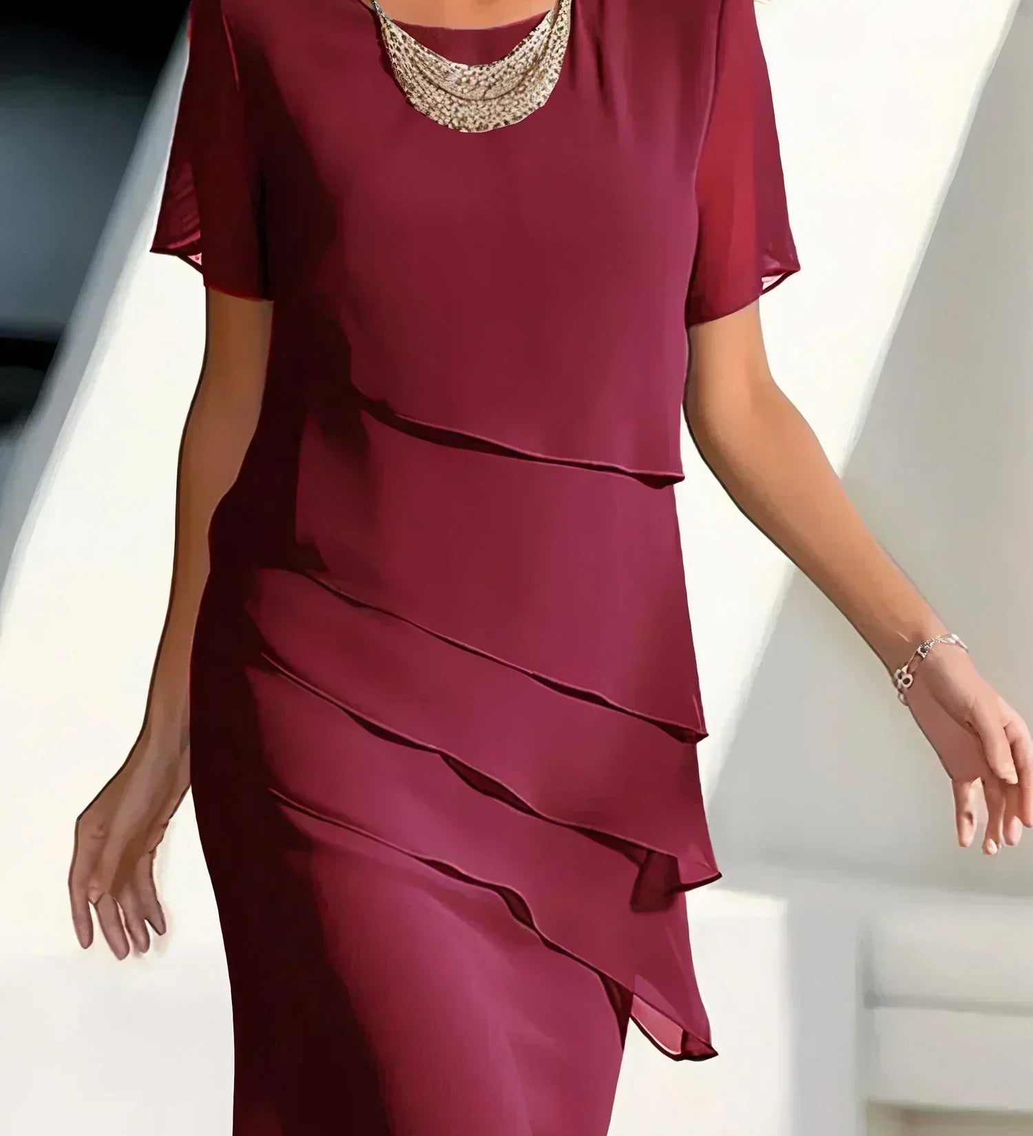 Ilinca – Midi šaty z chiffon s prekrývajúcimi vrstvami
