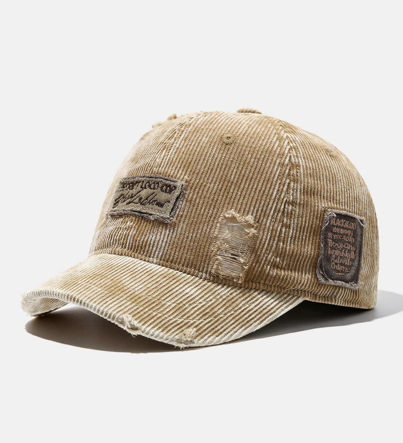 Urbanistický vintage klobúk z jemného plátna s roztrhnutým a obratým efektom